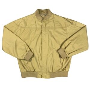 Arnold Palmer Vintage Tan Bomber Jacket Mens Large Khaki Full Zip Golf Coat